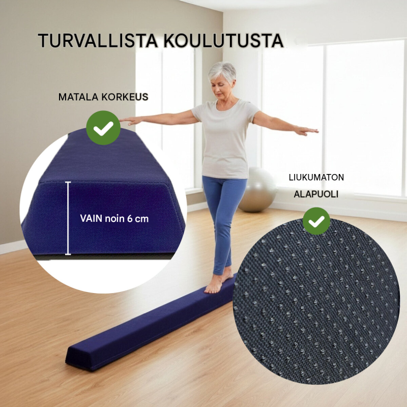 Taitettava voimistelupuomi 270 cm, sininen, EVA, max. 100 kg, säilytyslaukku
