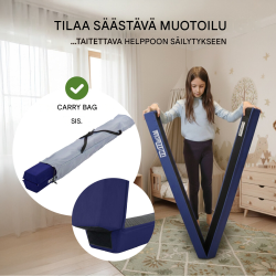 Taitettava voimistelupuomi 270 cm, sininen, EVA, max. 100 kg, säilytyslaukku