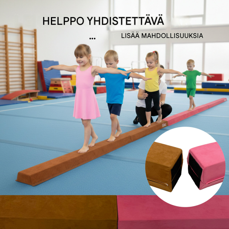 Taitettava tasapainopalkki 270 cm, ruskea, EVA, max. 100 kg, säilytyslaukku