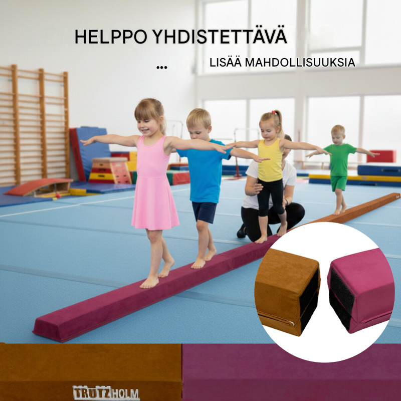 Taitettava voimistelupuomi 270 cm, lila, EVA, kantavuus 100 kg, säilytyslaukku