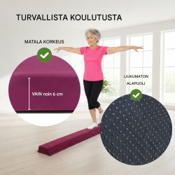 Taitettava voimistelupuomi 270 cm, lila, EVA, kantavuus 100 kg, säilytyslaukku