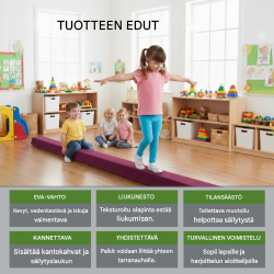 Taitettava voimistelupuomi 270 cm, lila, EVA, kantavuus 100 kg, säilytyslaukku