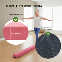 Taitettava tasapainopalkki 270 cm, pink, EVA, max. 100 kg, säilytyslaukku