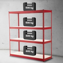 Järeä metallihylly 2,4 tonnin kantokyvyllä säädettävillä tasoilla