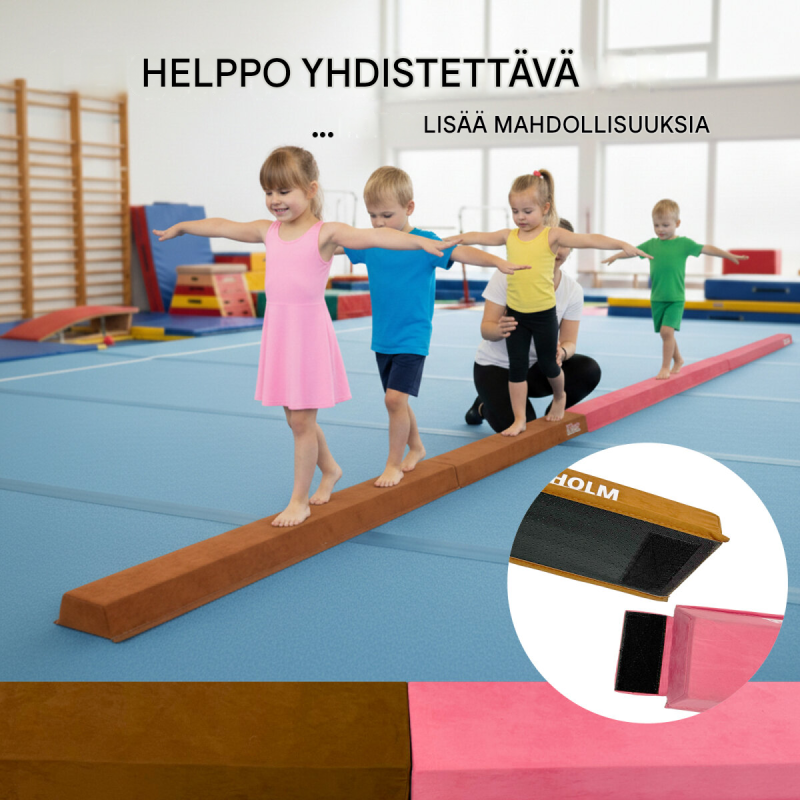 Taitettava tasapainopalkki 270 cm, pink, EVA, max. 100 kg, säilytyslaukku