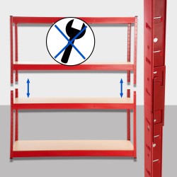 Järeä metallihylly 2,4 tonnin kantokyvyllä säädettävillä tasoilla