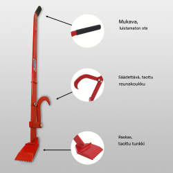 Kaatovipu säädettävällä kääntökoukulla ja tukkipihdeillä, 1300 mm