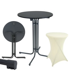 Kokoontaittuva seisomapöytä 80 cm antrasiitti beige pöytäliina teräs ja MDF