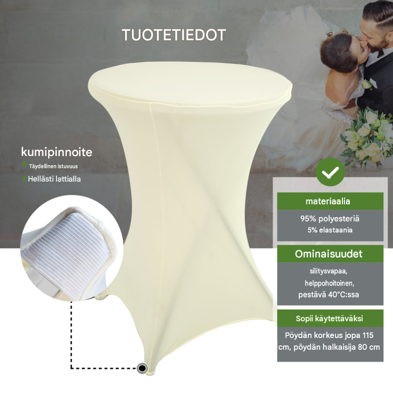 Kokoontaittuva seisomapöytä 80 cm, antrasiitti, beige pöytäliina, teräs ja MDF
