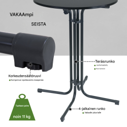 Kokoontaittuva seisomapöytä 80 cm, antrasiitti, beige pöytäliina, teräs ja MDF