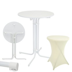 Kokoontaitettava baaripöytä 80 cm valkoinen beige pöytähuppu