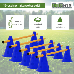 Estesarja 15 kpl, sininen ja keltainen, korkeussäädettävä, agilityyn, Hobby Horsing, 9540