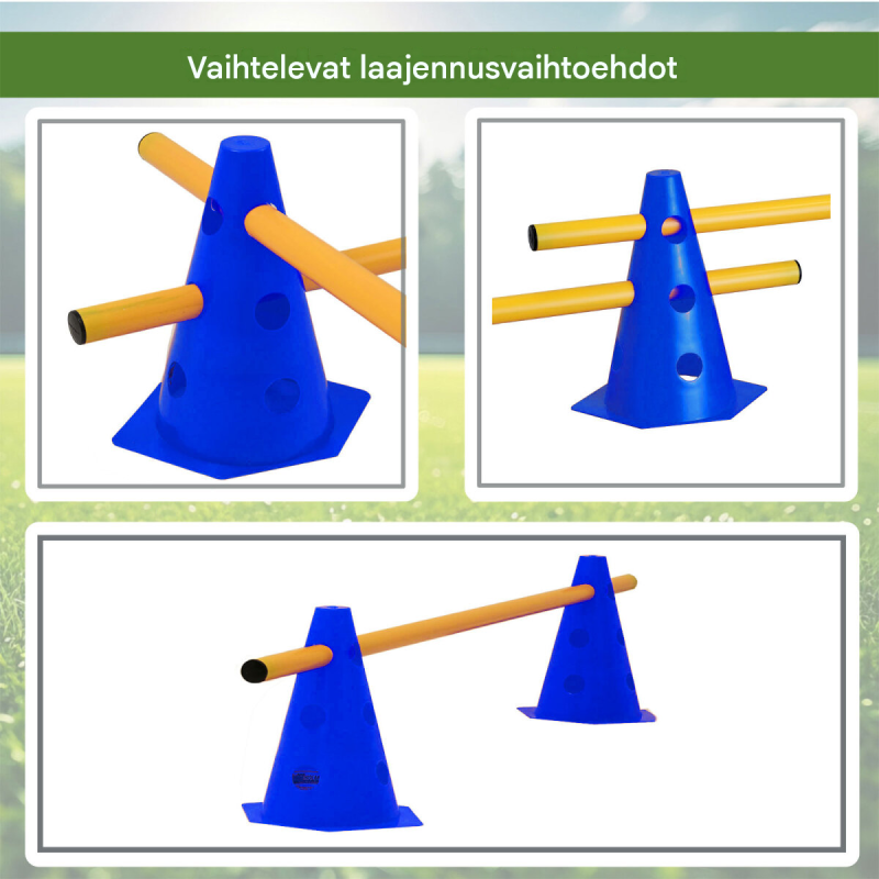 Estesarja 15 kpl, sininen ja keltainen, korkeussäädettävä, agilityyn, Hobby Horsing, 9540