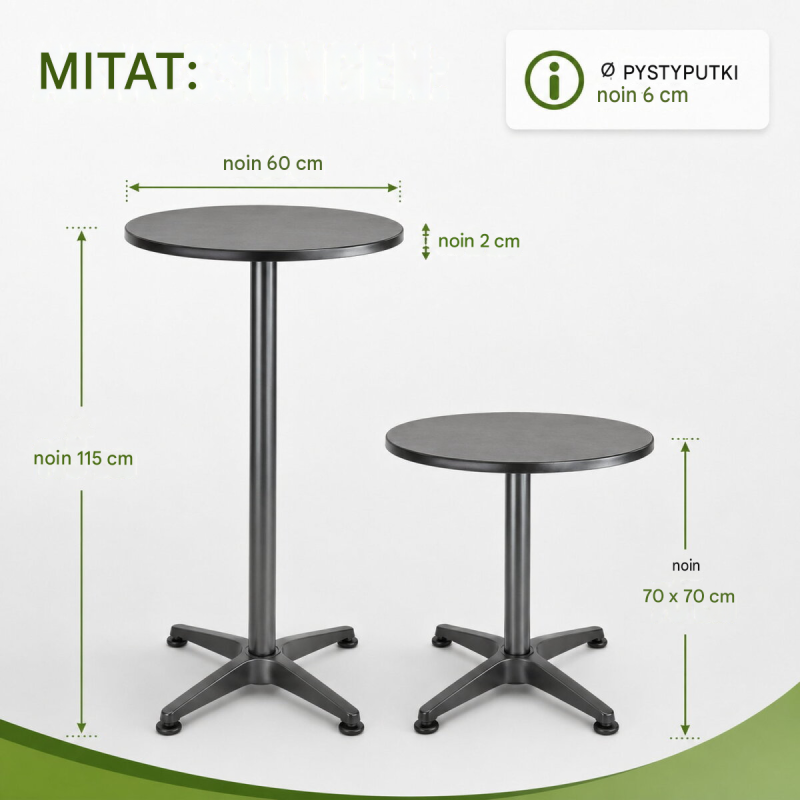 2-in-1-bistro- ja seisomapöytä, taittuva, säädettävä 70/115 cm, anthrazit, Ø 60 cm