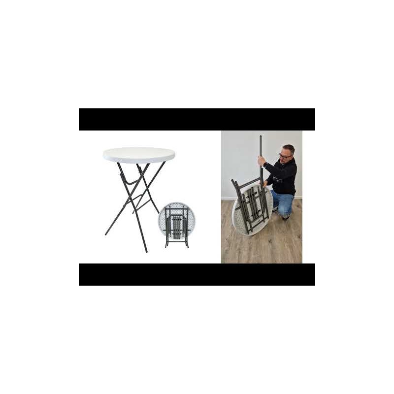 Kokoontaitettava seisomapöytä Ø 80 cm, valkoinen, 110 cm, pulverimaalattu teräsrunko