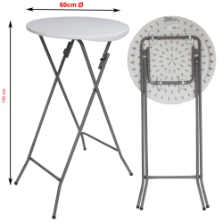 Kokoontaitettava seisomapöytä Ø 60 cm, 110 cm, mukana pöytäliina