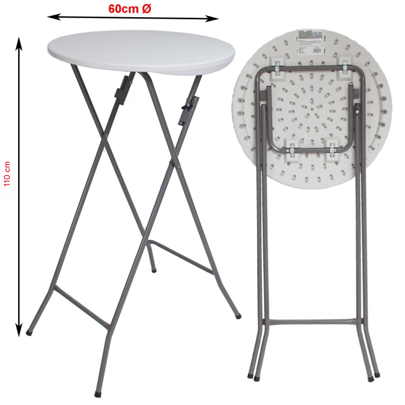 Kokoontaitettava seisomapöytä Ø 60 cm, 110 cm, mukana pöytäliina
