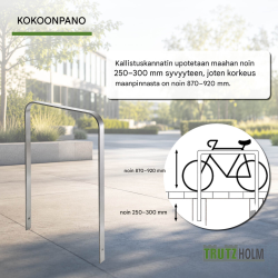 Polkupyöräteline 117 x 80 cm, ruostumaton teräs, 12 mm, 2 paikkaa, betonoitava