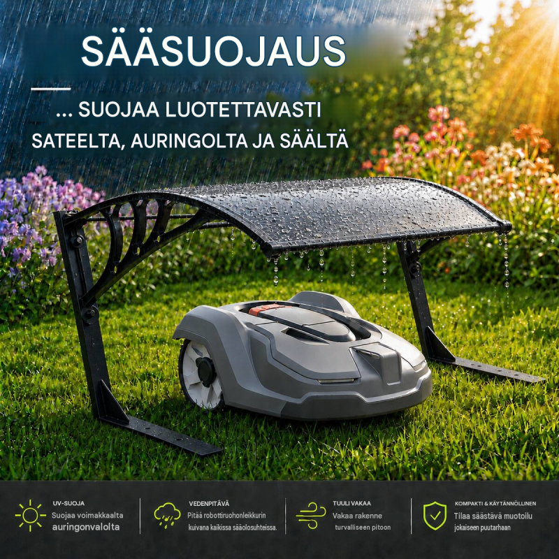 Robottiruohonleikkurin katos 102 x 80 x 48 cm, musta, polykarbonaatti, UV-suoja