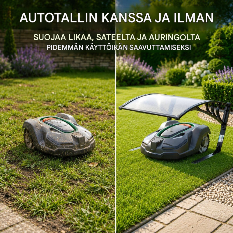 Robottiruohonleikkurin katos 102 x 80 x 48 cm, musta, polykarbonaatti, UV-suoja