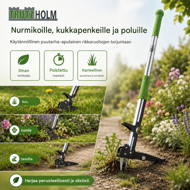 Rikkaruohonpoistin 100 cm, 4 tartuntakynttä, puutarhaan