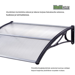 Pulttikatos 120 x 80 cm, polykarbonaatti, läpinäkyvä, ulko-ovelle ja ikkunalle