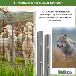 Z-profiilinen aitapylväs 20 kpl, 150 cm, sinkitty teräs, 1.5 mm, esirei'itetyt koukut