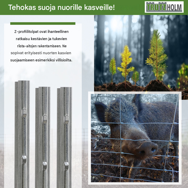 Z-profiiliset aidantolpat 30 kpl, galvanoitu teräs, 200 cm, 1,5 mm, 30730902