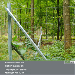 Z-profiiliset aidantolpat 10 kpl, sinkitty teräs, 215 cm, kiinnityskoukut