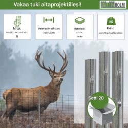 Aitatolpat 20 kpl, Z-profiili, sinkitty teräs, 230 cm, stanssatut koukut