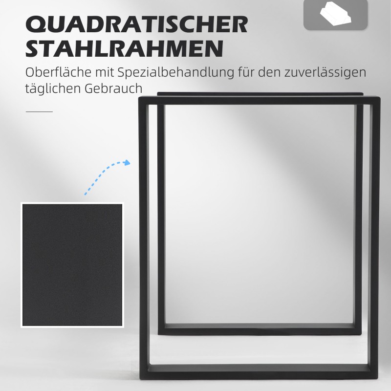 Pöydänjalka-setti teräs 60 x 72 cm 2 kpl musta industrial design