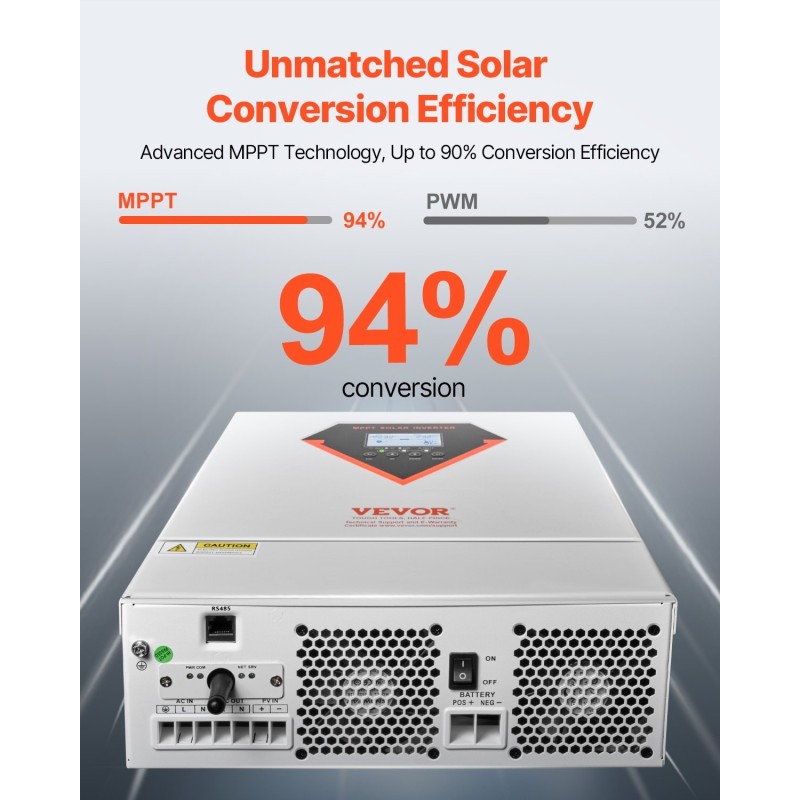 Hybridi-aurinkoinvertteri 3500W 24V 100A MPPT-lataussäätimellä puhdas siniaalto WiFillä