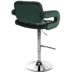 Dublin säädettävä samettinen baarituoli käsinojilla ja jalkatuella