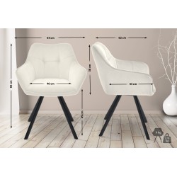 Tyylikäs kääntyvä ruokailutuoli pehmustetulla istuimella ja metallirungolla