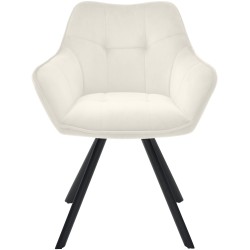 Tyylikäs kääntyvä ruokailutuoli pehmustetulla istuimella ja metallirungolla