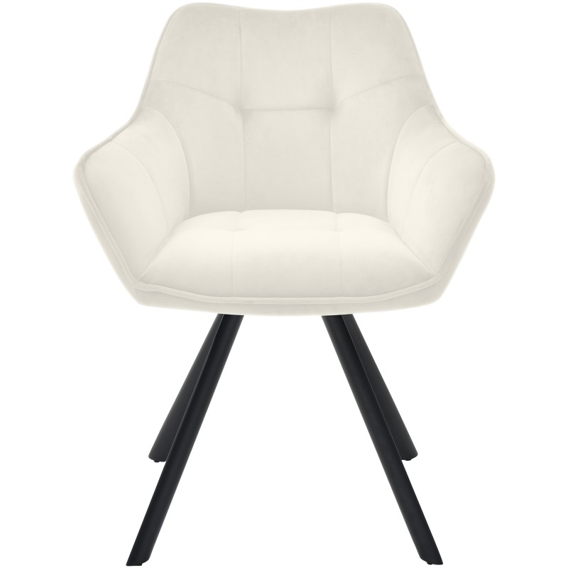 Tyylikäs kääntyvä ruokailutuoli pehmustetulla istuimella ja metallirungolla