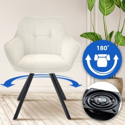 Tyylikäs kääntyvä ruokailutuoli pehmustetulla istuimella ja metallirungolla