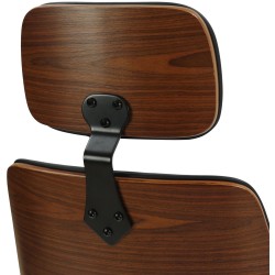 Ergonominen toimistotuoli keinonahkaa puisella selkänojalla ja päätuella