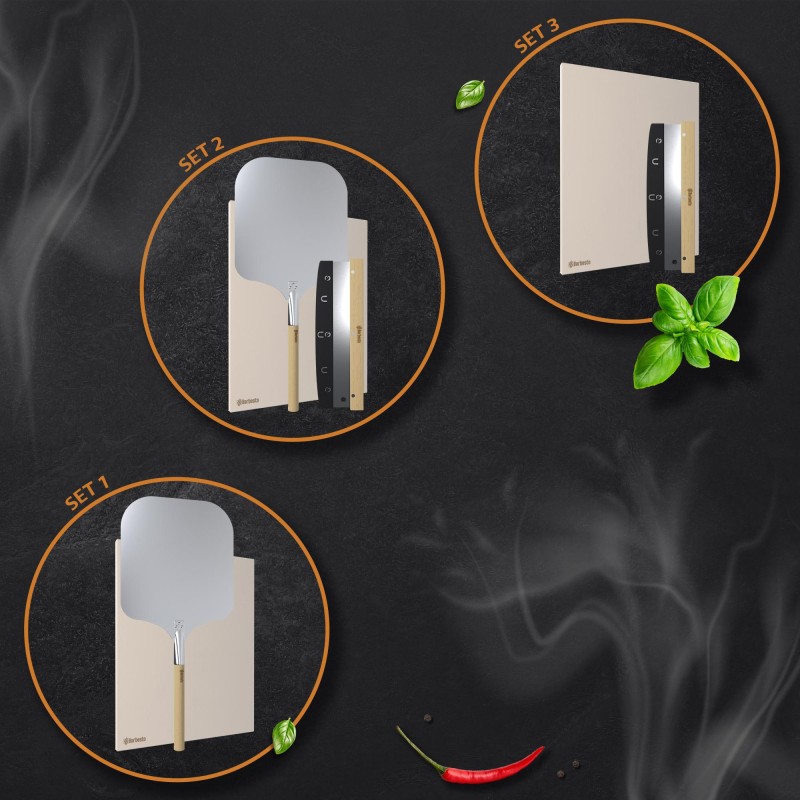 Laadukas pizzakivisarja kotikokille - pizzakivi, lapio ja leikkuri