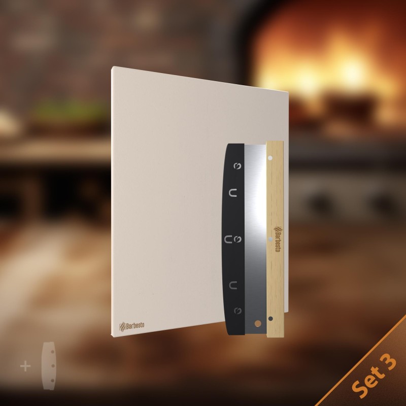 Laadukas pizzakivisarja kotikokille - pizzakivi, lapio ja leikkuri