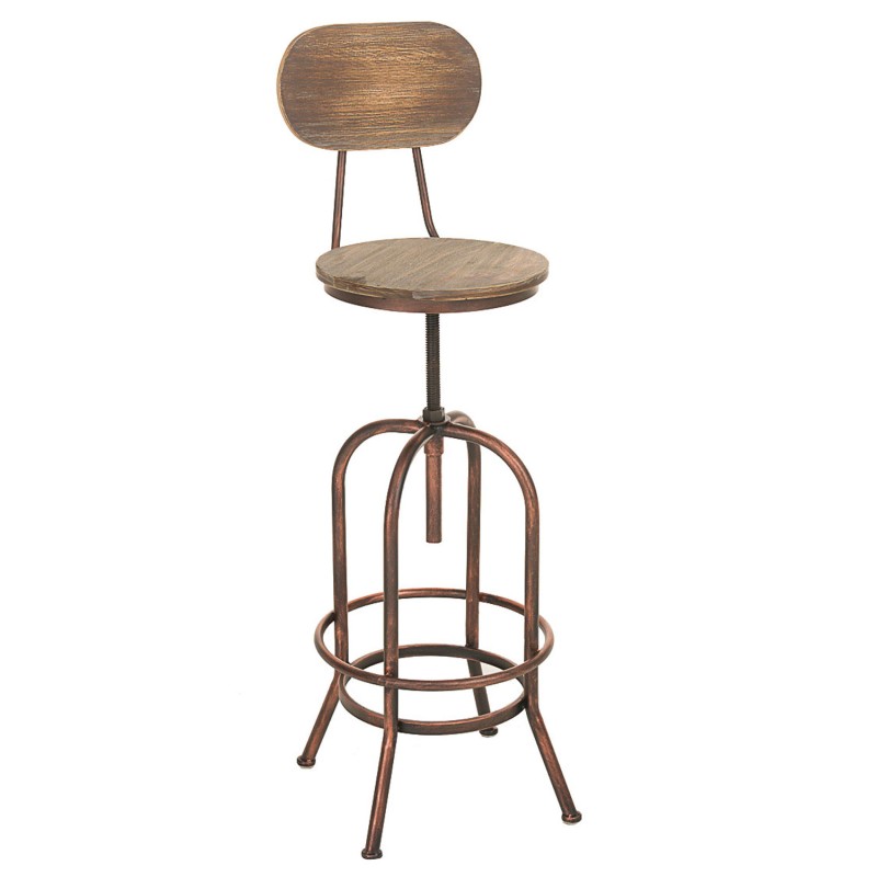 Tyylikäs säädettävä baarijakkara puuistuimella ja metallijalustalla