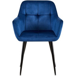 Tyylikäs musta samettinen ruokailutuoli korkealla selkänojalla