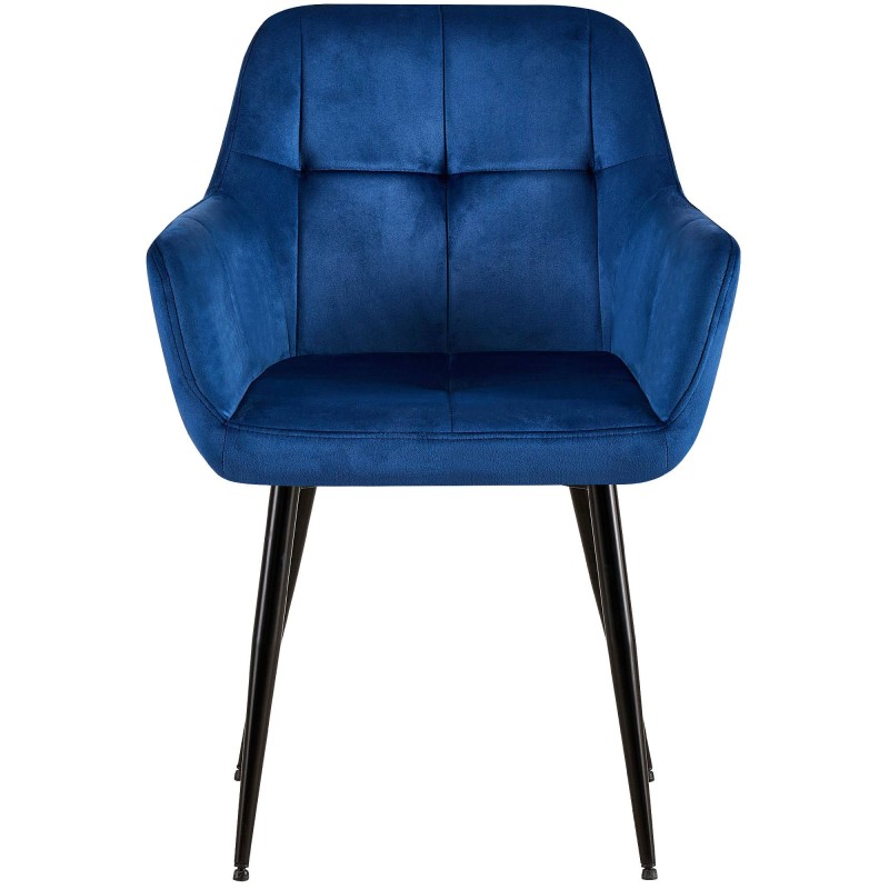 Tyylikäs musta samettinen ruokailutuoli korkealla selkänojalla