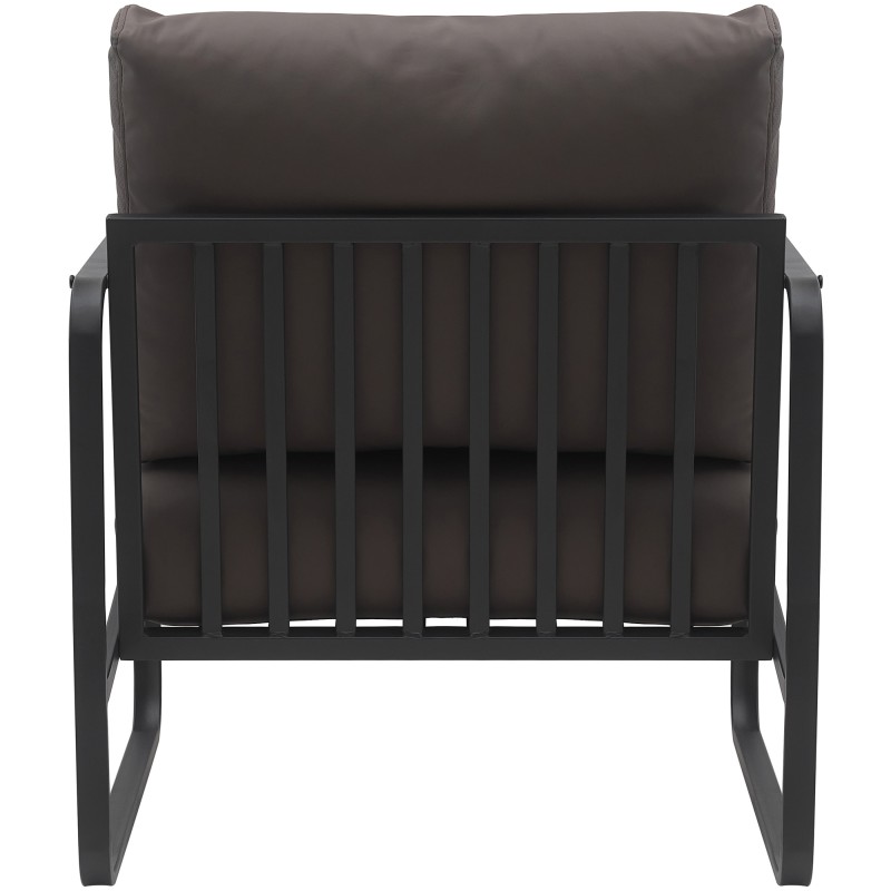 Tyylikäs nojatuoli mukavalla istuimella ja metallirungolla olohuoneeseen