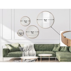 Pyöreä seinäpeili ohuella kehyksellä neljässä koossa