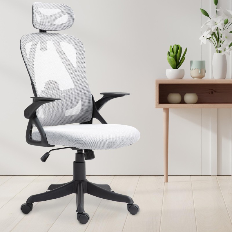 Ergonominen toimistotuoli säädettävällä selkänojalla ja niskatuella