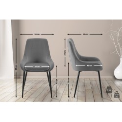 Elmira samettinen ruokailutuoli pehmustetulla istuimella ja metallijalustalla