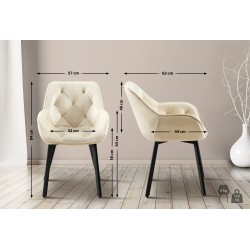 Pyörivä samettinen ruokapöydän tuoli pehmustetulla istuimella ja käsinojilla