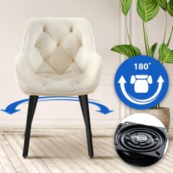 Pyörivä samettinen ruokapöydän tuoli pehmustetulla istuimella ja käsinojilla