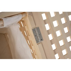 Tyylikäs puinen pyykkikori irrotettavalla pussilla kolmessa koossa